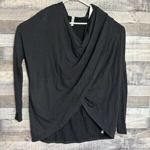 Athleta Women Purana Wrap Sweatshirt SZ S Oversized Cozy Soft Yoga Hoodie Black